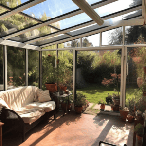 Sunroom with Retractable Glass Roof